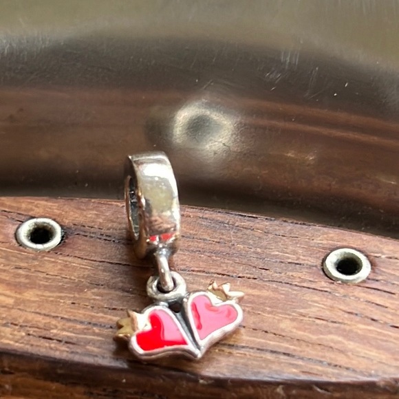 PANDORA RARE ROYAL TRUE LOVE CHARM STERLING SILVER AND 14K GOLD DANGLE CHARM ❤️ - Picture 4 of 5